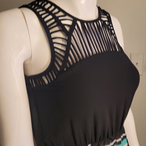 Candie’s Fit Flare XS Caged Neck Rainbow Stripe Dress Womens Graphic Skater Cute - Picture 3 of 10